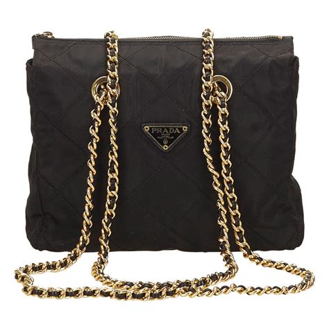 prada quilted chain shoulder bag|Prada vintage nylon bag.